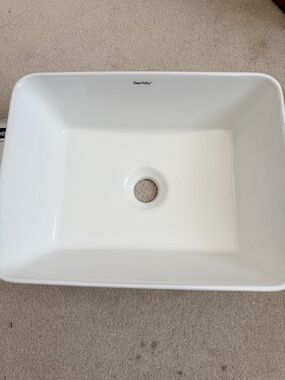 19 in . W x15 in. D White Porcelain Ceramic Rectangular Bathroom Vessel Sink